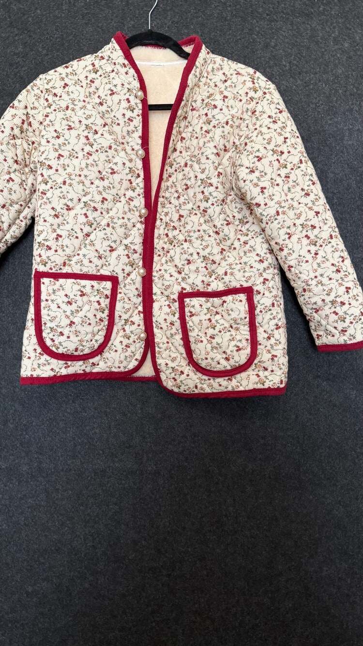 Winter Garden Floral Quilted Jacket with Pearl-Style Buttons - Picture 1 of 1